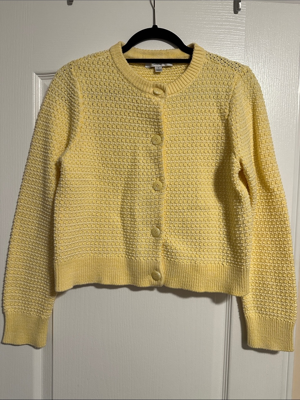 Ever New Pale Yellow Textured Button-Front Cardigan